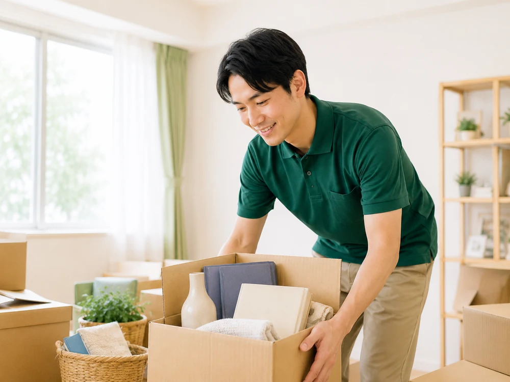 スタッフが不用品を安全に搬出する作業風景