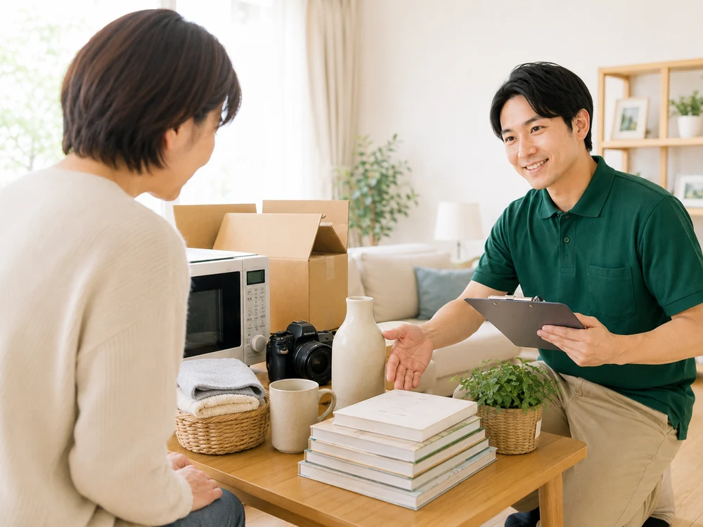 査定内容を丁寧に説明するスタッフ